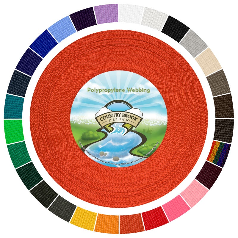 Country Brook Design 1" Webbing - 10/25/50 Yards - 30+ Colors - EDC 1 Inch Polypropylene Webbing for Climbing Outdoors Crafting DIY Gear Repair (Orange, 10 Yards) - Image 1